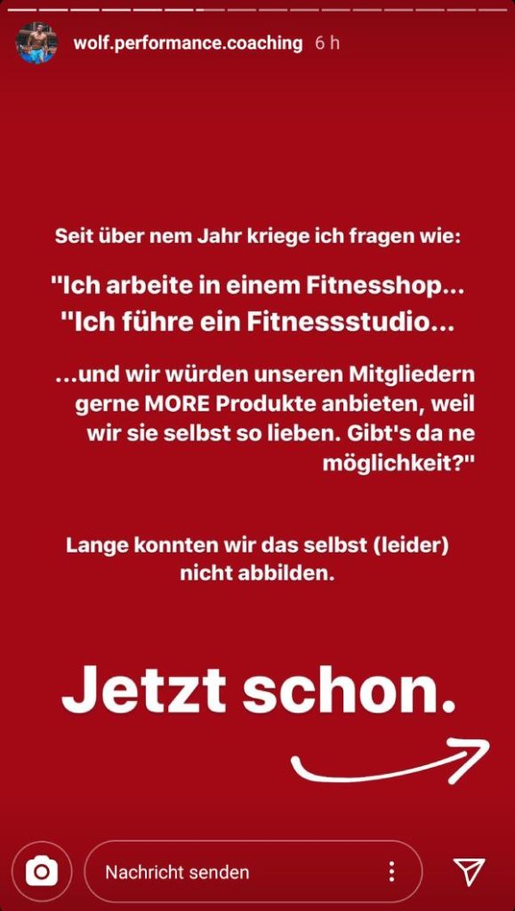 More Nutrition Story Ankündigung Einzelhandel