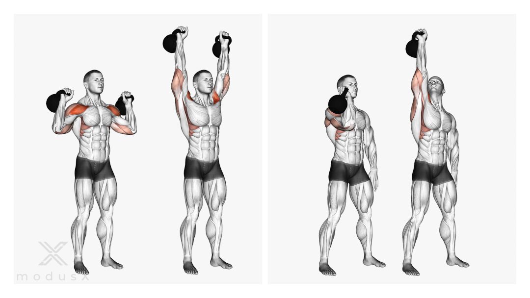 Schulterdrücken mit Kettlebells