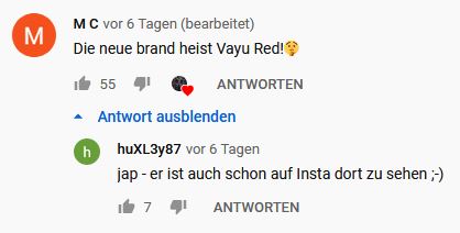 Tobias Hahne wechselt zu Vayu.Red YouTube Kommentar